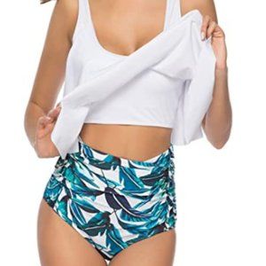 Duostick 2 pc Flounce Top HighWaist Bottom Tankini